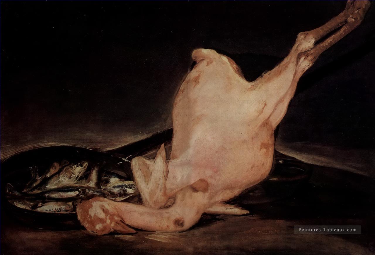 Nature morte cuite à la dinde et poêlée de poisson Francisco de Goya Peintures à l'huile